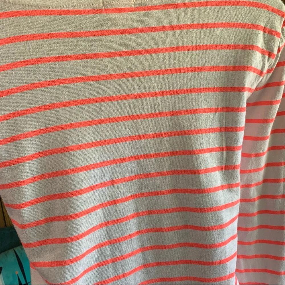 J. Crew 100% Cotton Neon Coral Stripes Top